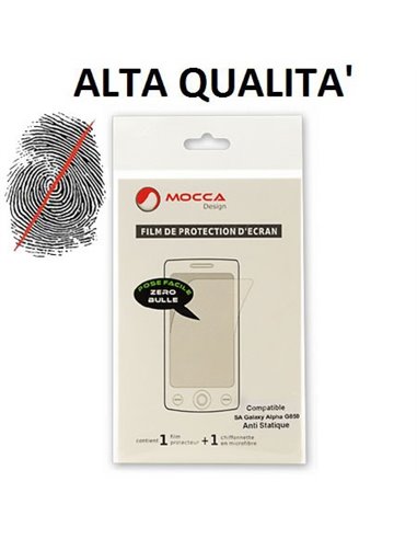 PELLICOLA PROTEGGI DISPLAY ANTI IMPRONTA per SAMSUNG G850 GALAXY ALPHA ALTA QUALITA' MOCCA BLISTER